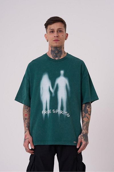 Machinist Ανδρικό μπλουζάκι με δωρεάν πλύσιμο Sprit Oversize Petrol Green Cloudy