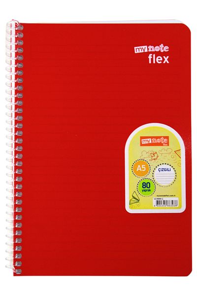 Mynote Flex A4 72 Sheets Lined Spiral Plastic Cover Notebook Pastel Red