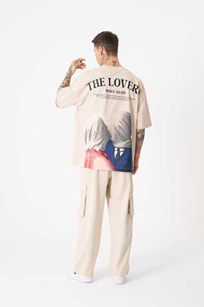 Machinist Ανδρικό μπλουζάκι The Lovers Printed Oversize ανοιχτό μπεζ