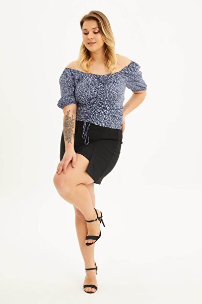 MYLİNE Kare Yaka Büzgülü Top