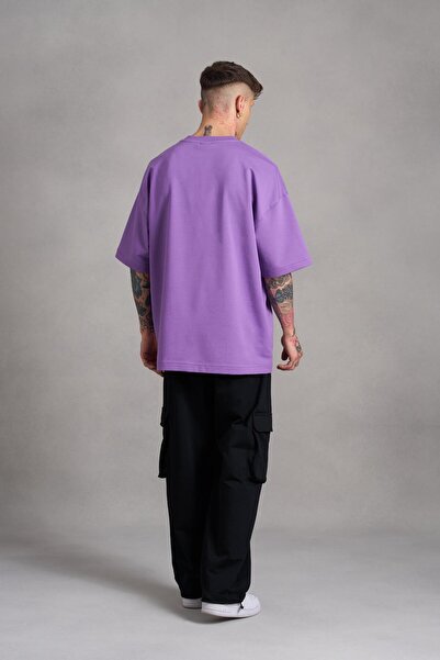 Machinist Ανδρικό μπλουζάκι Mch Mahhong με στάμπα oversize μωβ