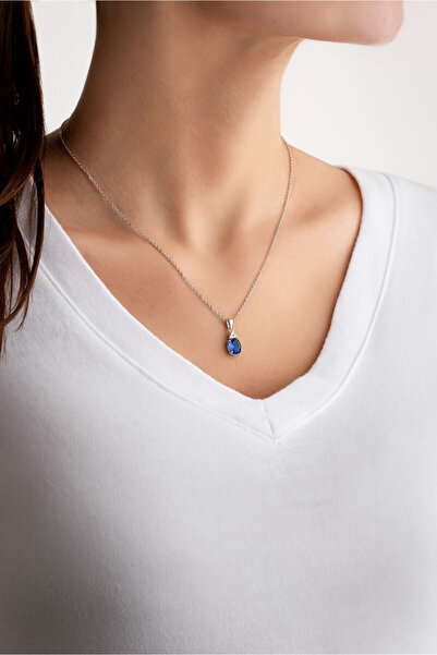 So CHIC... Minimal Renkler 18 Ayar Beyaz Altın Kaplama 45 Cm Gümüş Tektaş Kolye