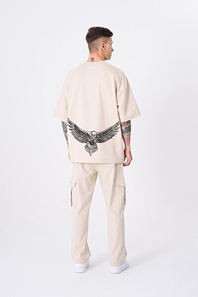 Machinist Ανδρικό μπλουζάκι Eagle Mahinist με στάμπα ανοιχτό μπεζ