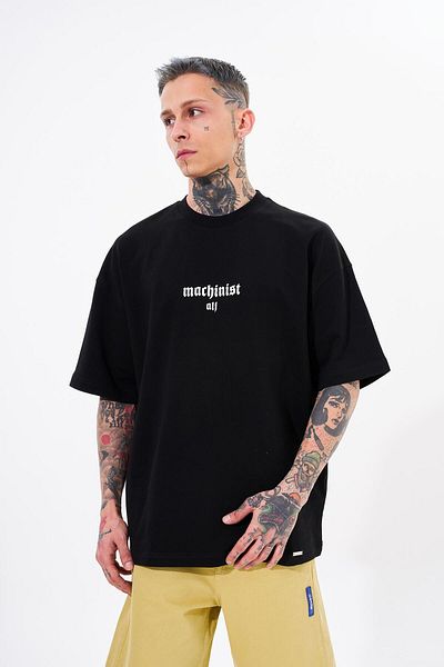 Machinist Alf Printed Men's Oversize Black T-Shirt