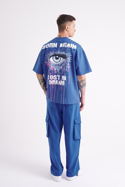 Machinist Ανδρικό μπλουζάκι Lost in Dream με στάμπα Oversize γαλάζιο