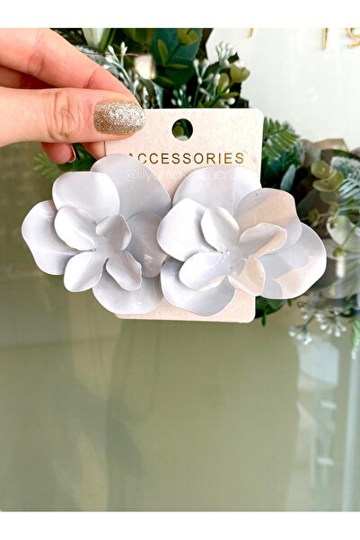 Lilyum Aksesuar Marka Model Büyük Boy Kırmızı Çiçek Küpe