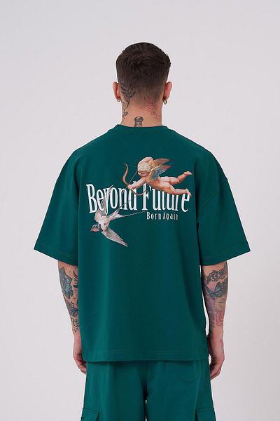 Machinist Ανδρικό μπλουζάκι Beyond Future Printed Oversize Petrol Green T-shirt