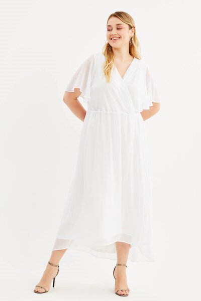 MYLİNE Анвелоп Пелерин Рукав Шифон Сукня