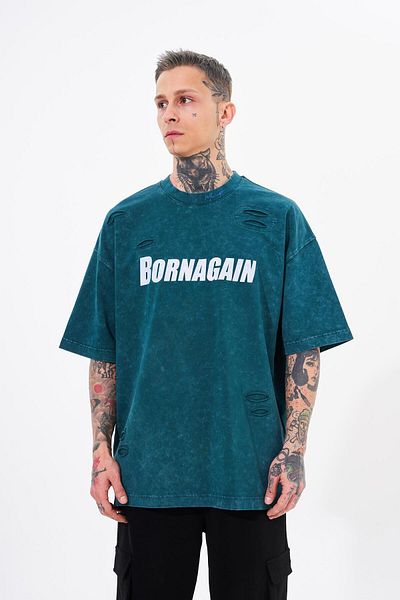 Machinist Ανδρικό μπλουζάκι Born Again Printed Washable Petrol Green T-shirt