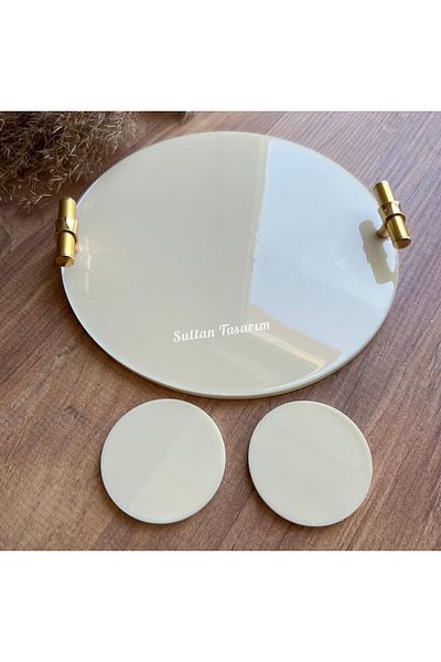 Sultan Tasarım Two Person Real Dried Flower Epoxy Single Tray -24 cm