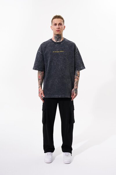 Machinist Blockbuster Printed Men's Oversize Asphalt T-Shirt