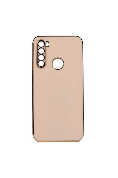 Fibaks غلاف هاتف Redmi Note 8 ذو حافة لامعة ومطرز باللون الذهبي لحماية الكاميرا