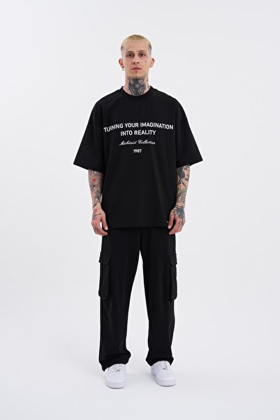 Machinist Men's Oversize Black T-Shirt - Turning Your Imagination Printed