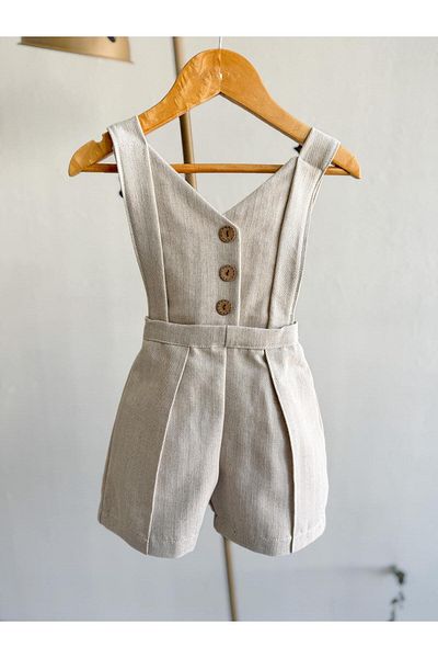 Sis and Bro According to the Vest Appearance Shorts Salopet , 100% Cotton , Herringbone Pattern , Children's Special Day Clothing