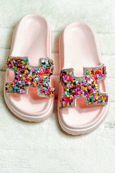 Ayakkabı Durağı Women's Powder Traditional Stone Slippers
