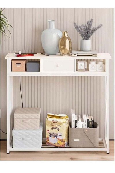 Generic Entryway Console Table with Cabinet, Distinctive Table for Living Room Bedroom 100x30x90cm with Char