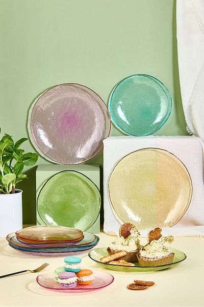 Lora Bianca Flare 12 Piece Colorful Serving Plate and Cake Plate Set
