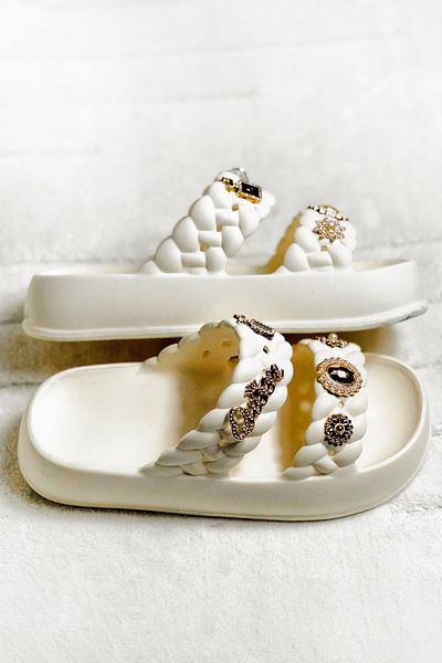 Ayakkabı Durağı Knitted Pattern Soft Sole Stone Slippers