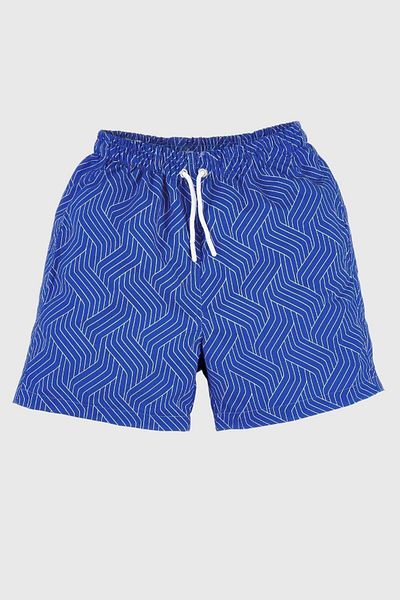 Gold Class Kidswear Pantaloni scurți de mare pentru băieți albaștri cu model linie și șnur