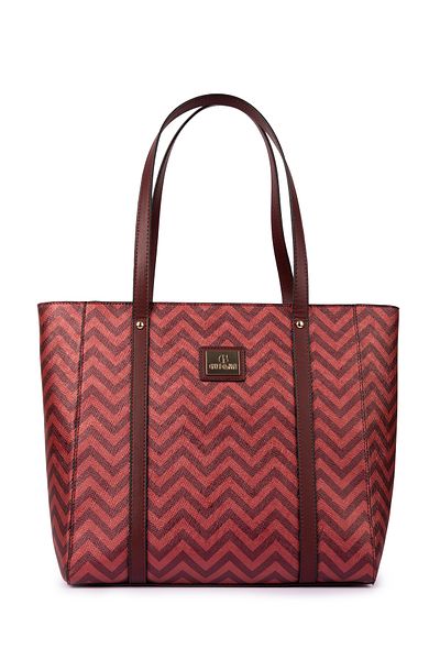 gio&mi Claret Red Zigzag Karen Hand and Shoulder Bag