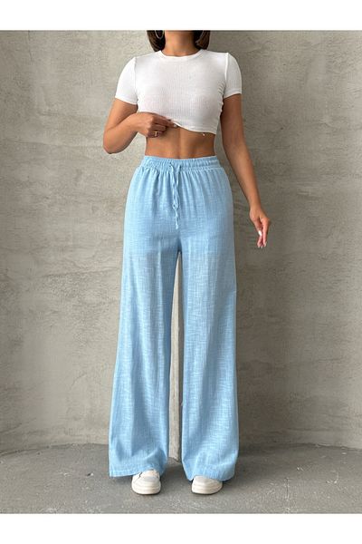 Miss Prova Waist Tie Detailed Linen Trousers Misspnt2669