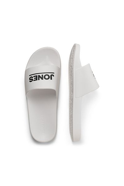 Jack & Jones Men's Brand Logo Comfortable Sole Stylish Looking Daily and Beach Use White Slippers 12236477