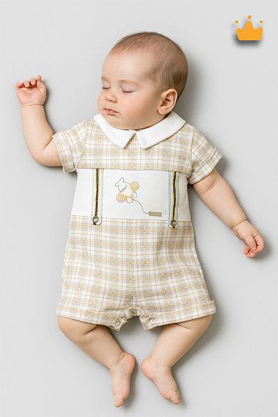 Babydola Helicopter Printed Button Detailed Holiday Unisex Jumpsuit 12701