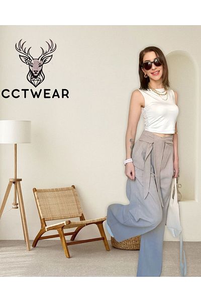 Butik Waist Detailed Linen Woven Trousers - Mink