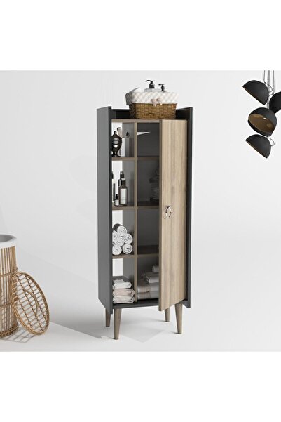 lagomood Ruby Çok Amaçlı Dolap Banyo & Mutfak Antrasit Ceviz