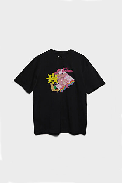 Kids Pink Panther Pink Panther Printed Unisex Black Kids T-Shirt