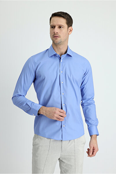 Kiğılı Uzun Kol Slim Fit Dar Kesim Non Iron Klasik Pamuklu Kolay Ütülenebilir Gömlek