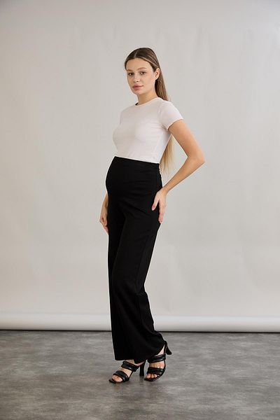 Işşıl Işşil 5060-Steel Knitted Flexible Wide Leg Maternity Combed Cotton Trousers