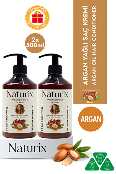 Naturix Argan Yağlı Saç Bakım Kremi 2'li Eko Set - 500 ml | Hızlı Saç Uzatma ...