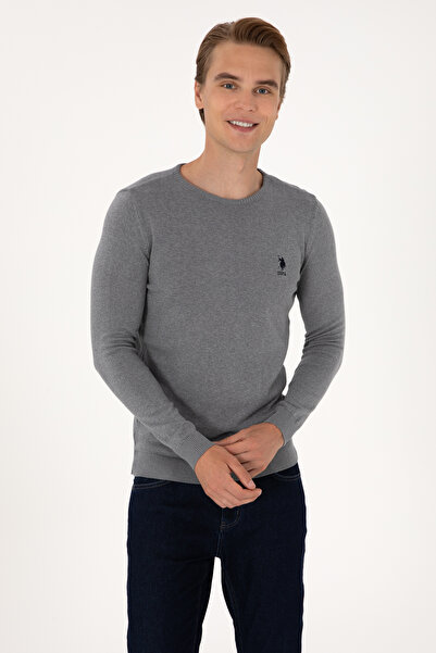 U.S. Polo Assn. Men's Gray Melange Basic Sweater 50288880-Vr086