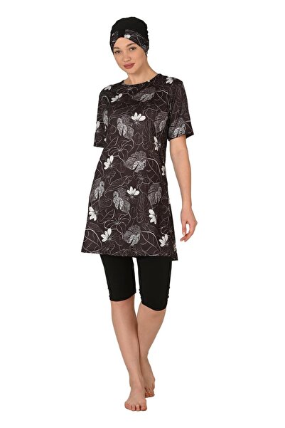 Fantasy Kısa Kollu Yarı Kapalı Büyük Beden Tesettür Mayo 3455