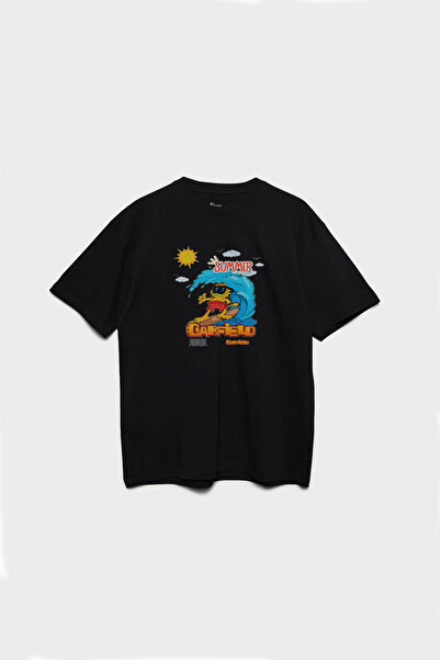 Kids Garfield Cat Printed Unisex Black Kids T-Shirt