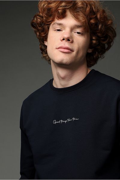 Kiğılı Crew Neck Embroidered Cotton Sweatshirt
