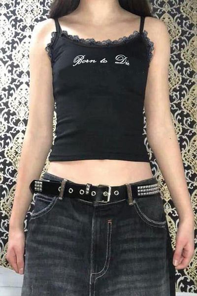 Köstebek Black Lana Del Rey Born to Die Gothic Y2K Strap Crop