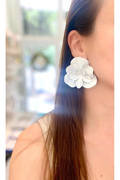 Lilyum Aksesuar Marka Model Büyük Boy Kırmızı Çiçek Küpe