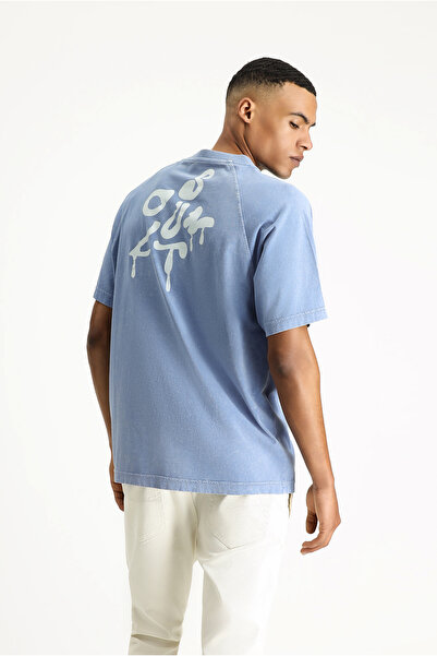 Kiğılı Оверсайз памучна тениска с принт - велосипедна яка