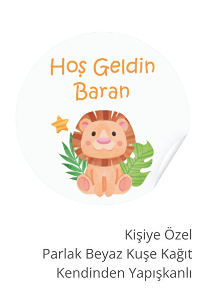 ST Design Kişiye Özel İsimli Doğum Günü Etiketi, Kendinden Yapışkanlı Babyshower, Hoşgeldin Bebek Sticker