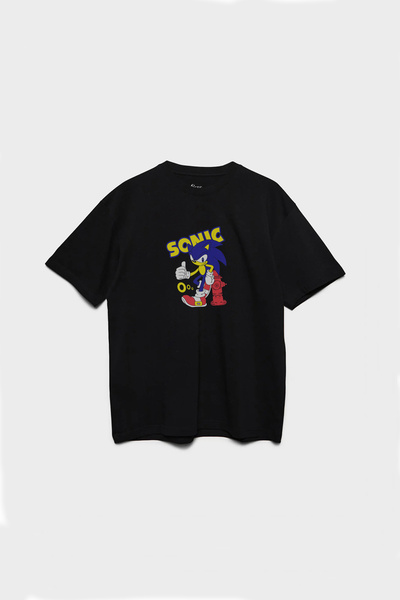 Kids Hedgehog Sonic Printed Unisex Black Kids T-Shirt
