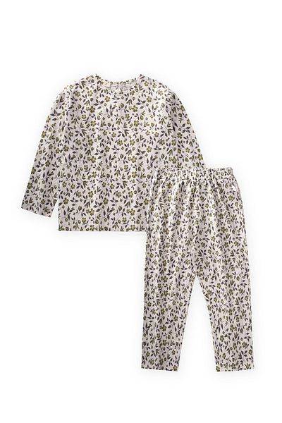 Cigit 2-8 Years Old Girl's Patterned Pajama Set - Ecru