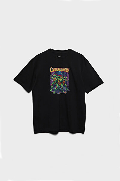 Kids Ninja Kaplumbağalar Ninja Turtles Baskılı Unisex Siyah Çocuk Tişört