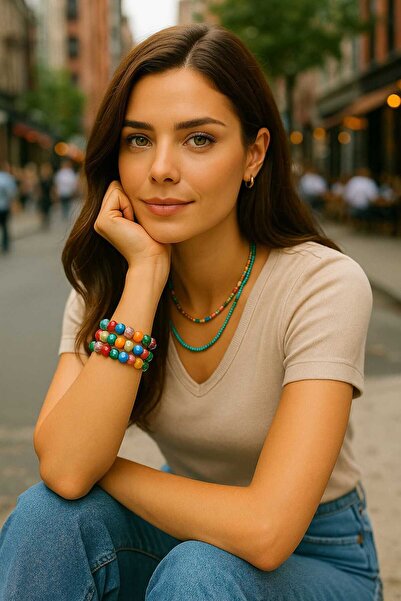 MODA Handmade Natural Texture Colorful Set of 3 Bracelets