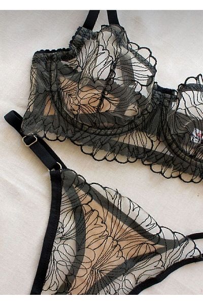Fleur de Lingerie Σετ Σουτιέν Σουτιέν Άνετο Μαλακό Underwire Bralet