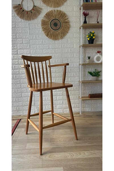 silla Concept Kollu Yıldız Bar Sandalyesi Naturel Ahşap Ada Sandalye