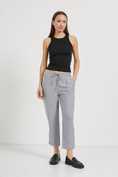 Arma Life Women's Elastic Waist Comfortable Fit Gray Carrot Pants
