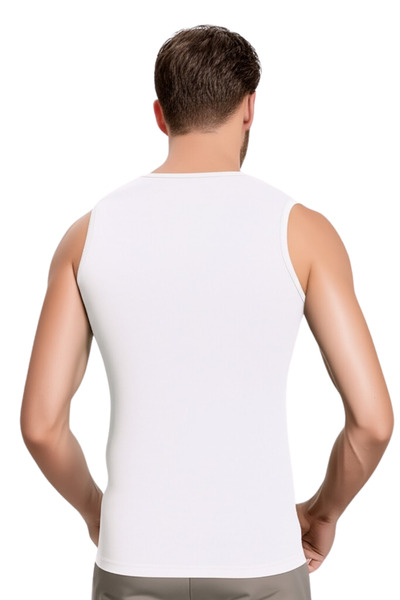 vory Ανδρικό λευκό στρογγυλό λαιμό αμάνικο μπλουζάκι Casual Basic VR.İl.01.10.06.006.Y01