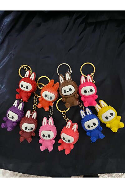 Eta3d (4 قطع) سلسلة مفاتيح على شكل مجسم لابوبو مفاجأة ملونة 8 سم